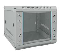 vidaXL Armoire réseau industrielle avec verrous gris 530 x 600 x 450 mm, en acier givré, montage mural, rangement sécurisé avec porte en verre trempé pour l'intérieur.