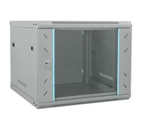 vidaXL Armoire réseau industrielle grise 600 x 600 x 500 mm en acier SPCC avec portes en verre de sécurité, verrouillable, pour usage intérieur uniquement, charge statique de 70 kg.
