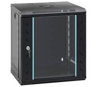 vidaXL Armoire réseau industrielle, noire, dimensions 530 x 450 x 600 mm, en acier avec verre trempé, montage mural et verrouillable, idéale pour la sécurité des équipements de bureau et le stockage