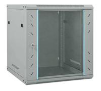 vidaXL Armoire réseau murale 60 x 60 x 65 cm Gris – Acier & verre trempé, serrure