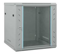 vidaXL Armoire réseau murale grise 600 x 450 x 650 mm, en acier avec porte en verre, 12U, protection IP20, poignée à loquet, pour l'intérieur, capacité de charge maximale 70 kg.
