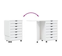 Vidaxl Armoire Roulante Avec Bureau Moss Blanc Bois De Pin Solide Blanc