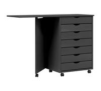 Vidaxl Armoire Roulante Avec Bureau Moss Gris Bois De Pin Solide Gris