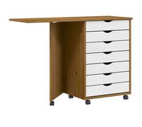vidaXL Armoire roulante avec bureau MOSS marron miel bois de pin