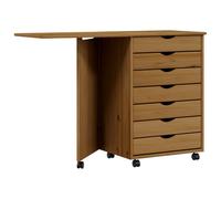 vidaXL Armoire roulante avec bureau MOSS marron miel bois de pin