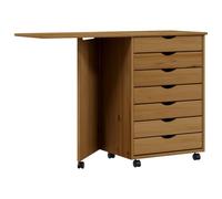 Vidaxl Armoire Roulante Avec Bureau Moss Marron Miel Bois De Pin Marron