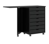 Vidaxl Armoire Roulante Avec Bureau Moss Noir Bois De Pin Solide Marron