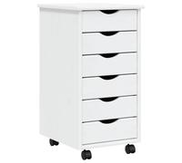 vidaXL Armoire roulante MOSS avec tiroirs – blanc, bois de pin solide