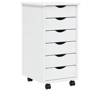 vidaXL Armoire roulante avec tiroirs MOSS blanc bois de pin solide, commode, armoire à tiroirs, armoire de rangement bureau, classeur