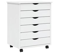 Vidaxl Armoire Roulante Avec Tiroirs Moss Blanc Bois De Pin Solide Blanc