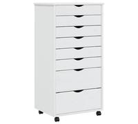 Vidaxl Armoire Roulante Avec Tiroirs Moss Blanc Bois De Pin Solide Blanc
