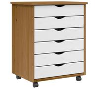 vidaXL Armoire roulante avec tiroirs Moss Bois de pin Marron Miel