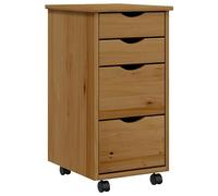 Vidaxl Armoire Roulante Avec Tiroirs Moss Bois De Pin Marron Miel Marron