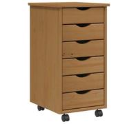 vidaXL Armoire roulante avec tiroirs MOSS bois de pin marron miel, commode, armoire à tiroirs, armoire de rangement bureau, classeur