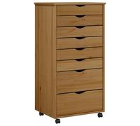 vidaXL Armoire roulante avec tiroirs Moss Bois de pin Marron Miel, Commode, Armoire à tiroirs, Armoire de Rangement Bureau, classeur
