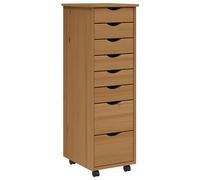 Vidaxl Armoire Roulante Avec Tiroirs Moss Bois De Pin Marron Miel Marron