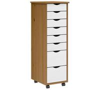 vidaXL Armoire roulante avec tiroirs Moss Bois de pin Marron Miel