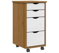 Vidaxl Armoire Roulante Avec Tiroirs Moss Bois De Pin Marron Miel Marron