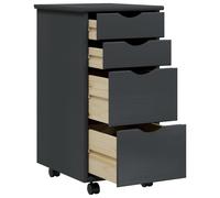 Vidaxl Armoire Roulante Avec Tiroirs Moss Gris Bois De Pin Solide Marron