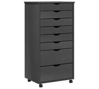 vidaXL Armoire roulante MOSS – avec tiroirs, gris, bois de pin solide