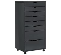Vidaxl Armoire Roulante Avec Tiroirs Moss Gris Bois De Pin Solide Gris