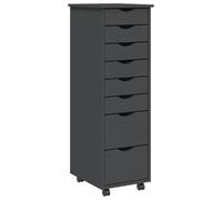 Vidaxl Armoire Roulante Avec Tiroirs Moss Gris Bois De Pin Solide Gris