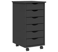 Vidaxl Armoire Roulante Avec Tiroirs Moss Gris Bois De Pin Solide Marron