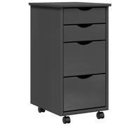 Vidaxl Armoire Roulante Avec Tiroirs Moss Gris Bois De Pin Solide Marron