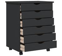 Vidaxl Armoire Roulante Avec Tiroirs Moss Gris Bois De Pin Solide Marron