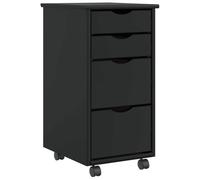 vidaXL Armoire roulante MOSS à tiroirs noir en bois de pin solide