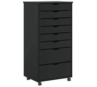 vidaXL Armoire roulante avec tiroirs MOSS noir bois de pin solide Marron