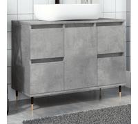 Vidaxl Armoire Salle De Bain Gris Béton 80x33x60cm Bois D'ingénierie Marron