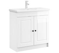 vidaXL Armoire sous évier de Salle de Bain Blanc Brillant, Rangement de Salle de Bain, Meuble Moderne, Espace généreux, Cabinet sous évier, Organisateur Malin
