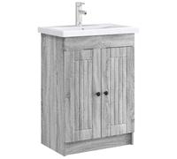 vidaXL Armoire sous évier de Salle de Bain Sonoma Gris, Meuble de Salle de Bain Moderne, Rangement Pratique, Bois Ingénieré, Design Minimaliste et Fonctionnel