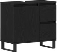 vidaXL Armoire sous lavabo avec porte Chêne noir 65 x 33 x 60 cm