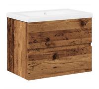 vidaXL Armoire sous lavabo avec vasque encastrée aspect bois ancien