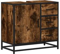 vidaXL Armoire sous lavabo chêne fumé 65x33x60 cm Bois composite