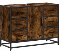 vidaXL Armoire sous lavabo chêne fumé 80x33x60 cm Bois composite