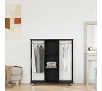 Vidaxl Armoire Sur Roues Chêne Noir 102x38x110 Cm Bois D'ingénierie Noir