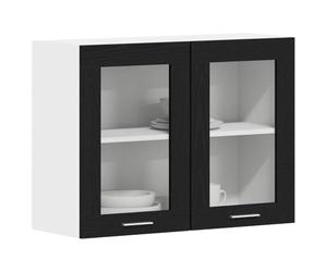 vidaXL Armoire Suspendue avec étagère Lyon Chêne Noir 80 x 31 x 60 cm, Armoire de Cuisine Moderne, Design rectangulaire, Grand Espace de Rangement, matériaux résistants, Style Contemporain