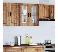 vidaXL Armoire suspendue de cuisine avec porte vitrée Porto aspect vieux bois