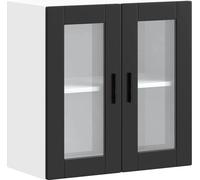 vidaXL Armoire suspendue de cuisine avec porte vitrée Porto Noir