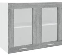 vidaXL Armoire Vitrée Suspendue Flottante Armoire de Cuisine Organisateur Meuble de Rangement Intérieur Sonoma Gris 80x31x60 815595