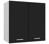 vidaXL Armoire Suspendue Placard Armoire de Rangement Meuble de Cuisine avec 2 Etagères Maison Intérieur Noir 60x31x60 cm Aggloméré