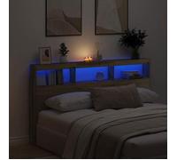 vidaXL Armoire tête de lit avec LED chêne artisanal 180x17x102 cm, tête de lit, tête de lit à LED 863135