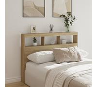 vidaXL Armoire Tête de Lit avec LED, Panneau de Lit avec Compartiment, Tête de Lit avec Armoire, Meuble de Chambre à 839198