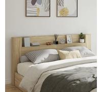 vidaXL Armoire Tête de Lit avec LED, Tête de Lit avec Étagère Ouverte, Meuble de Rangement Chambre à Coucher, Accessoire de 839275