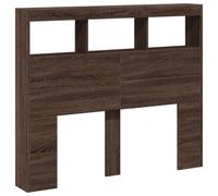 vidaXL Armoire Tête de Lit avec LED, Panneau de Lit avec Compartiment, Tête de Lit avec Armoire, Meuble de Chambre à Coucher, Chêne Marron