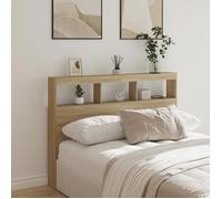 vidaXL Armoire Tête de Lit avec LED, Panneau de Lit avec Compartiment, Tête de Lit avec Armoire, Meuble de Chambre à 839198