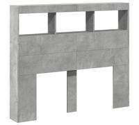 vidaXL Armoire Tête de Lit avec LED, Panneau de Lit avec Compartiment, Tête de Lit avec Armoire, Meuble de Chambre à Coucher, Gris Béton